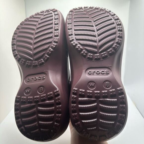 CROCS CLASSIC PLATFORM LINED CLOG MAROON WOMENS 8 - NEW - Picture 5 of 7